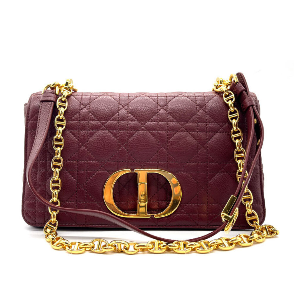 Christian Dior Caro Leather Crossbody Bag Bordeaux Purple